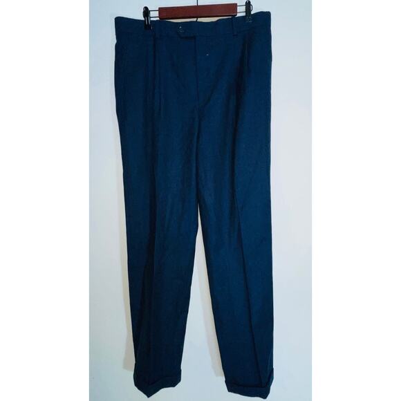 Paul Fredrick Wool / Cashmere Blend Dress Pants in Blue - Men's Size 36 x 33 - Picture 1 of 8